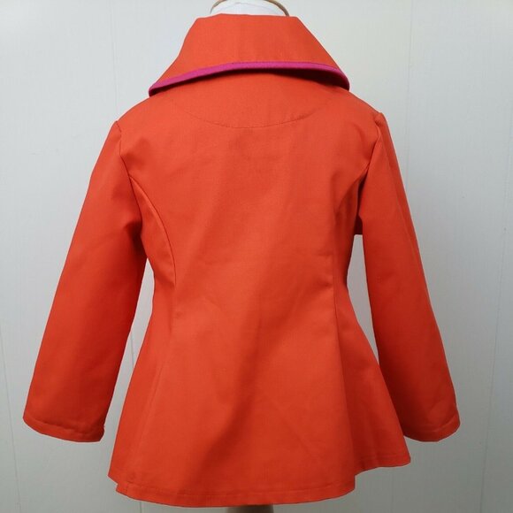 Stella & Stevie Ruffle Jacket Girls 4T Orange Pink Contrast Trim Unlined Coat - Picture 3 of 9